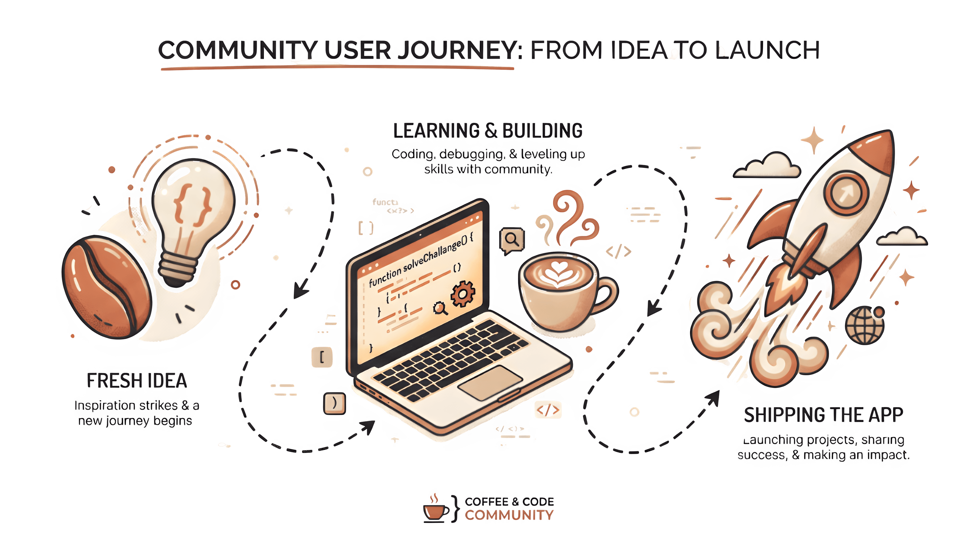 Journey timeline from idea to launch